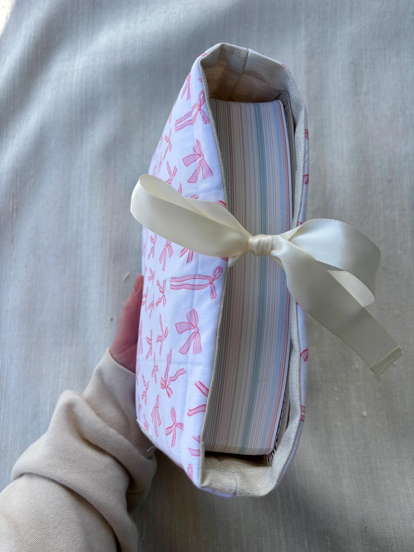 Pink Bow Quilted Bible Sleeve | Large Sized Book Cover| Bible Cover | Trendy Bookish Gift