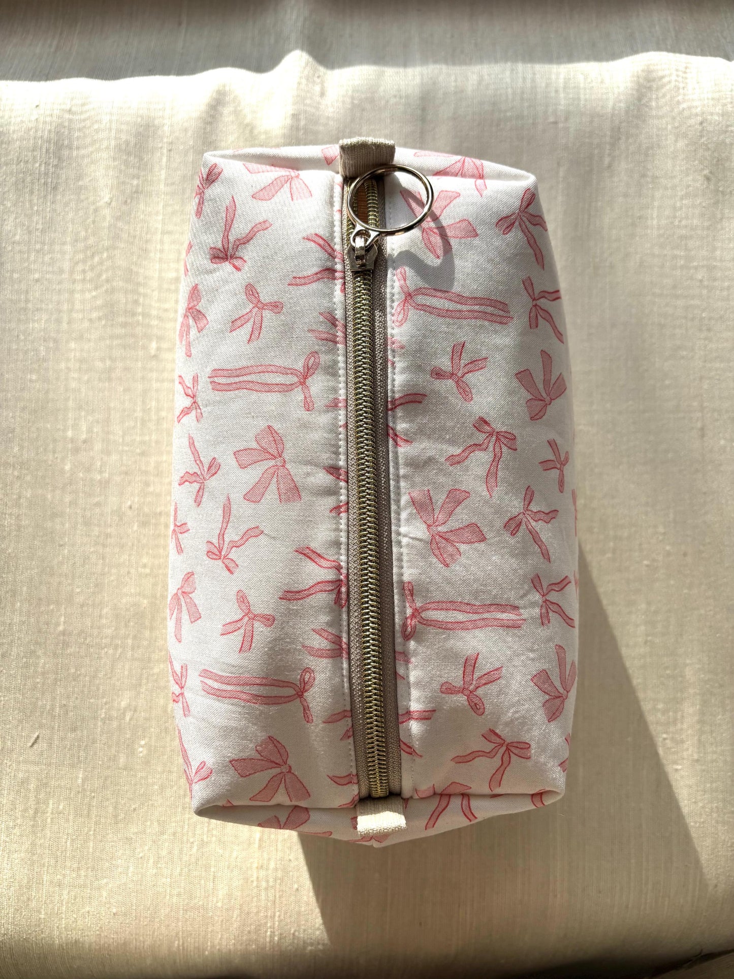 Pink Bow Large Makeup Bag | Cosmetic Pouch | Pencil Pouch